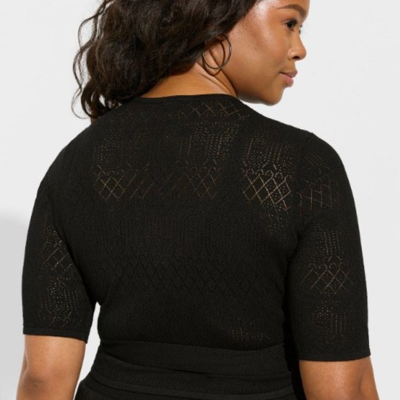 NWT Torrid Pointelle Cardigan Tie Wrap Cropped Sweater size 4 - Picture 4 of 9